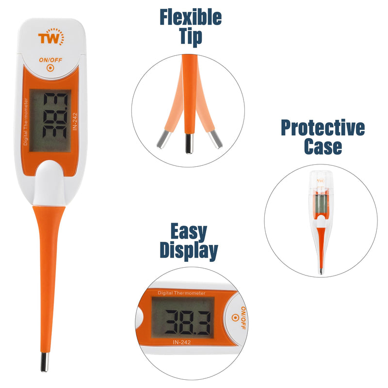 Premium Pet Thermometer for Dogs and Cats Animal Owners of Dog Puppy Cat Horse Equine Flexible Digital Rectal Temperature Dog Thermometer Probe with Vets Veterinary Hobdays Chart - BeesActive Australia