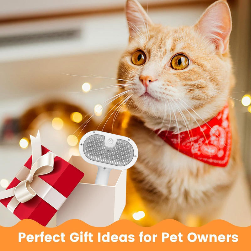 BIRDTOBR Steamy Cat Brush, 3 in 1 Cat Brush with Steam, Multifunctional Cat Spray Massage Comb, Steamy Cat Brush Eliminate Flying Hair with One Button for Cat and Dog-White White - BeesActive Australia