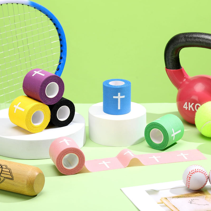 Geiserailie 6 Pcs Easter Gift Cross Tape Christian Sports Athletic Tape Religion Wrist Wrap for Soccer Football Baseball Boxing Hockey Bible Verse Jesus Easter Gift for Christian Church Group - BeesActive Australia