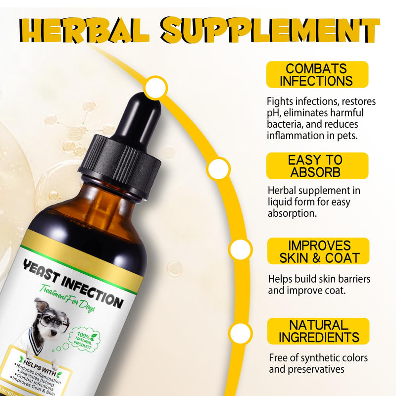 Yeast Infection Treatment for Dogs – Dog Ear & Skin Support,Itchy Skin & Allergy Relief Aid,Helps Soothe Paws, Ears, Eyes & Coat, Liquid Drops, Bacon Flavor