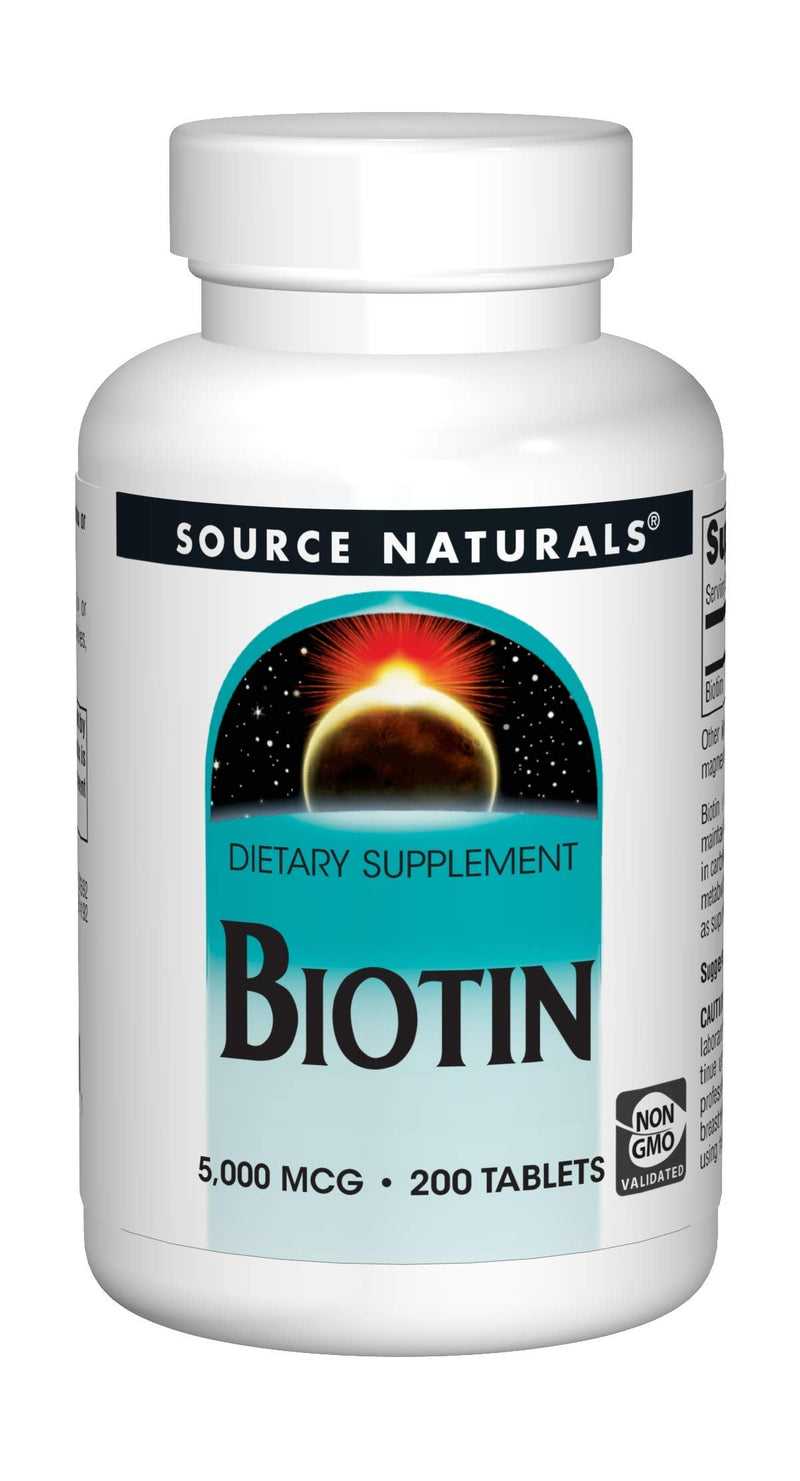 Source Naturals, Biotin 5,000mcg - 200 Tablets | Hair, Skin, & Nail Support