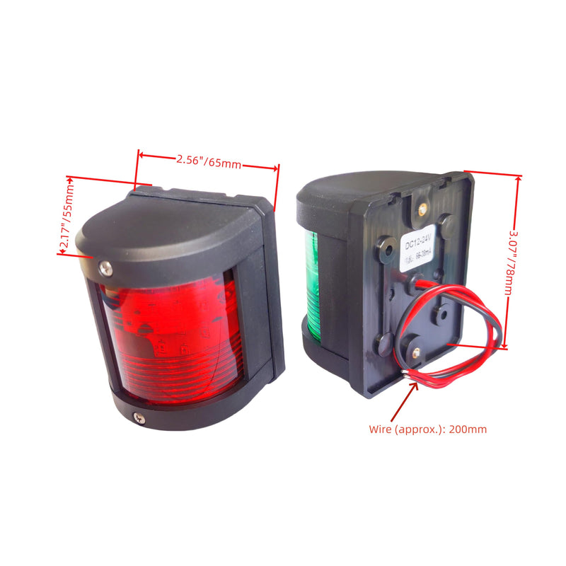 Boat 12V/24V Navigation Signal Light, IP66 Waterproof LED Indicator Red & Green (Pair) for Marine Yacht Accessories (Red+Green) Red+Green