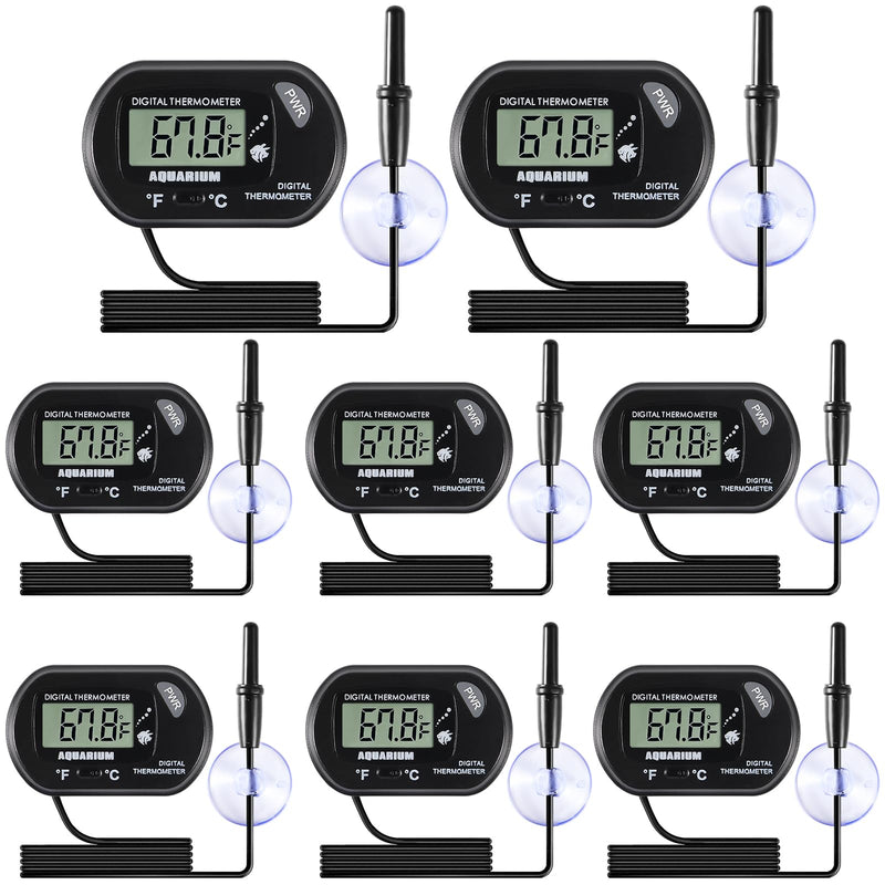 8pcs Aquarium Thermometer LCD Digital Fish Tank Thermometer with Water-Resistant Sensor Probe and Suction Cup for Turtle Incubators Terrarium Water Thermometer 8pcs - BeesActive Australia