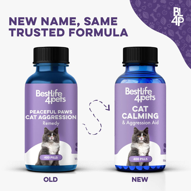 Anti Aggression for Cats Calming Remedy, A Natural Diffuser and Cat Calming Aid for Stress, Spiteful Spraying, Scratching & Territorial Behavior, Non-Drowsy, 400 Odorless, Tasteless Pills Kitten - 400 Pills