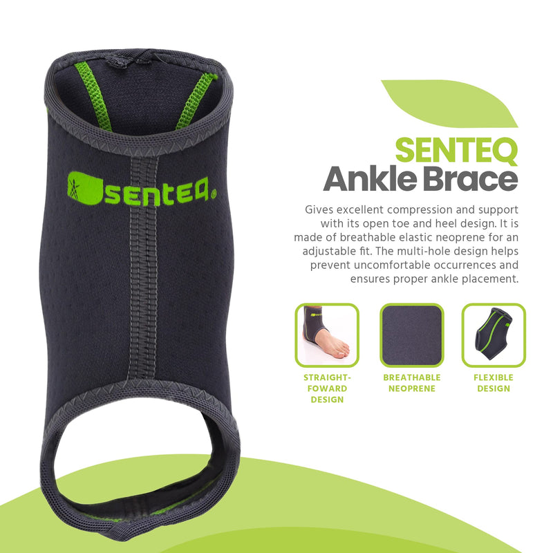 SENTEQ Ankle Brace for Men & Women- Compression Support for Sprained Ankles & Plantar Fasciitis, Elastic Neoprene Slim Sleeve for Jogging & Running, Ankle Stabilizer and Support for Walkers (Medium) Medium (Pack of 1)