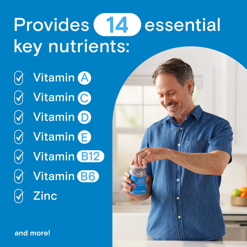 One A Day Men’s 50+ Daily Essentials Multivitamin Gummies, Multivitamin for Men Over 50, Fruit Medley Flavor, 120 Gummies 120 Count (Pack of 1) New Gummies