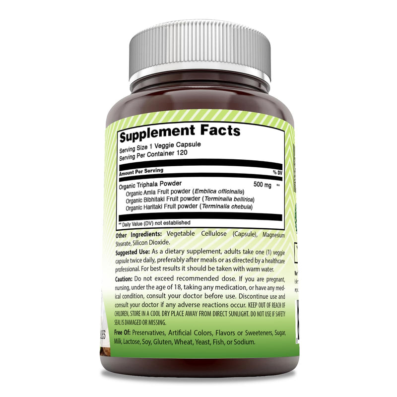 Amazing India Natural Triphala Supplement | 500 Mg per Serving | 120 Veggie Capsules | Non-GMO | Gluten-Free | Made in USA 120 Count - BeesActive Australia