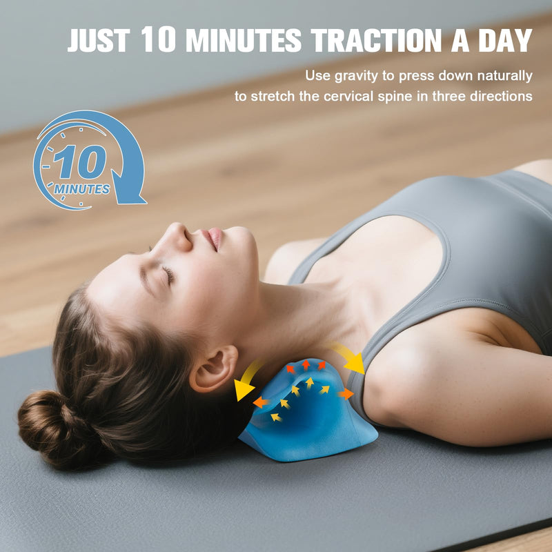 Neck Stretcher and Cervical Traction Device, Relaxer for TMJ Pain and Shoulder Pain Relief, Cervical Traction Device Pillow, Spine and Neck Corrector(Blue) - BeesActive Australia