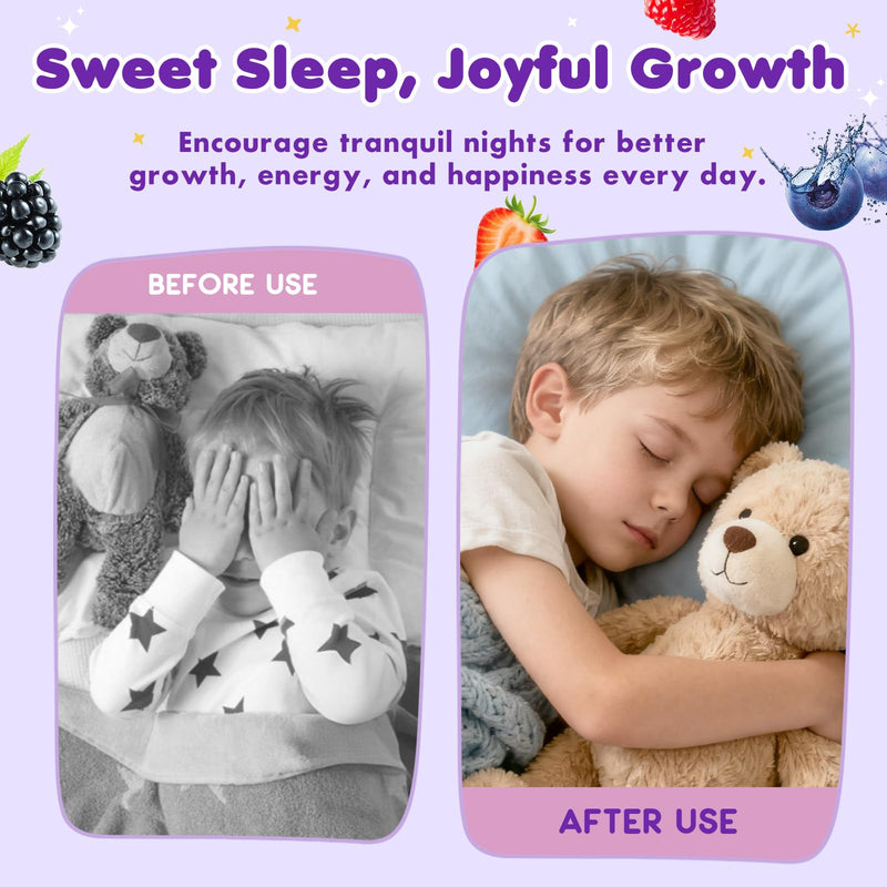 2 Pack Magnesium Glycinate Liquid for Kids - Magnesium Bisglycinate Drops with L-Theanine, Chamomile & Vitamin B6, B12, C, D3 for Sleep, Relaxation, Immune Support, Calm & Focus - 4 Fl Oz, Mixed Berry 2 Fl Oz (Pack of 2)