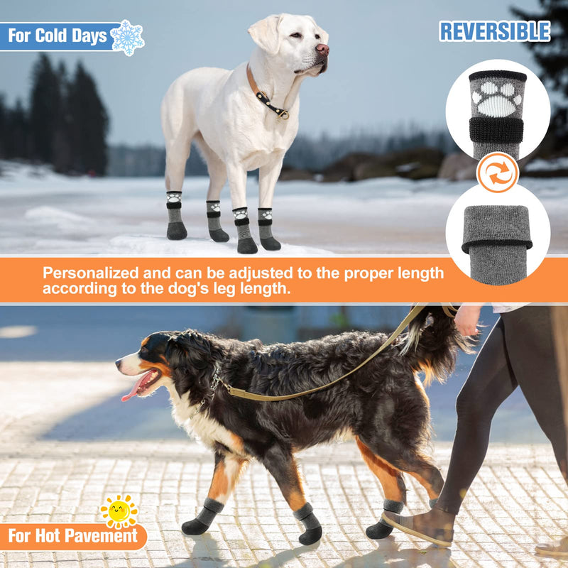 BEAUTYZOO Anti Slip Dog Socks Boots, Dog Shoes for Hot/Cold Pavement Snow Rain Days,Waterproof Grip Dog Booties Paw Protector for Hardwood Floor, Prevent Licking for Small Medium Large Senior Old Dogs Grey - BeesActive Australia