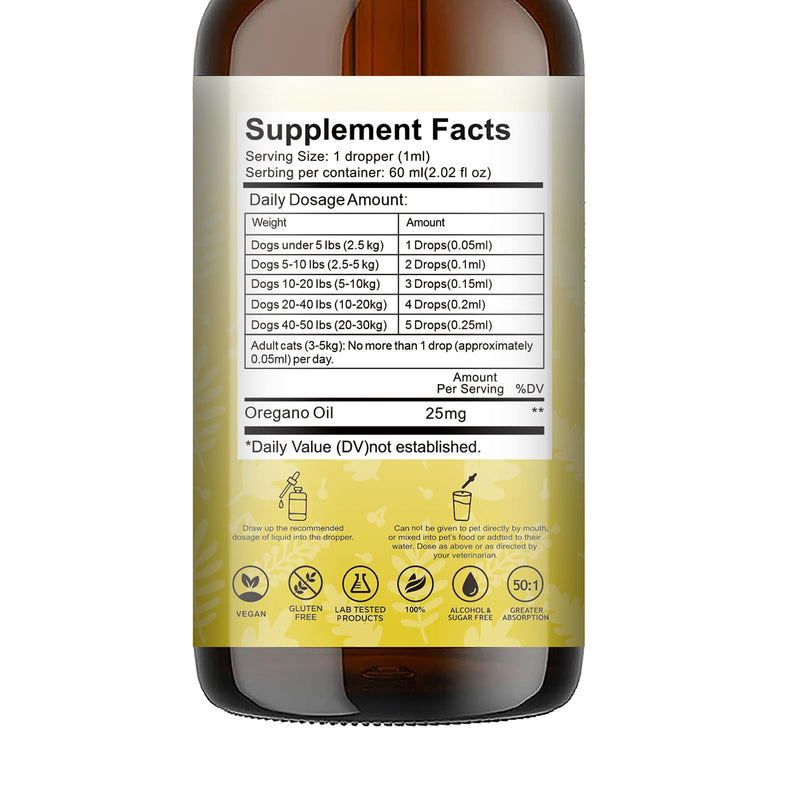 Natural Oregano Oil for Dogs, Flea & Tick Control | Allergy & Itch Relief | Fungal/Eczema Relief | | Immune Support | Digestive Relief | Antioxidant | Oral Care | Wound Disinfection
