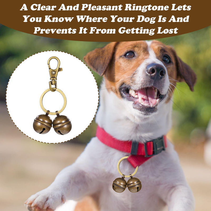 Dog Bells with Snap Clips Small Cat Collar Bell for Dog Collar, Loud Crisp Sound Copper Mini Brass Dog Bell for Pets Tracking Anti Lost Training Small Animal Collar Pendant Accessories - BeesActive Australia