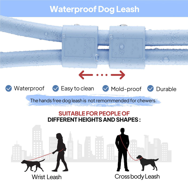 PetiFine Hands Free Dog Leash, Crossbody Waist Leash for Dog Walking, 8 ft Multifunctional Waterproof Standard Lead for Swimming,Running,Training (Small,Blue) Blue Small - 6mm Diameter - 6-20lbs - BeesActive Australia