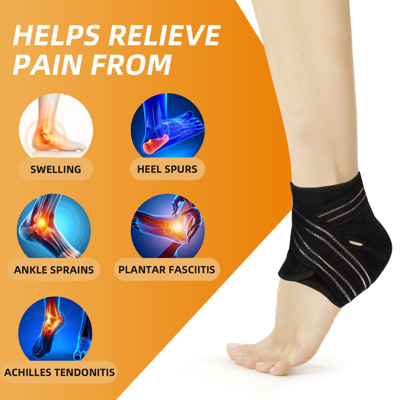 Ankle Support Brace(1 Pack) — Compression Ankle Brace for Women & Men, Adjustable Wrap Ankle Stabilizer Brace for Sprained, Foot Pain, Plantar Fasciitis, Achilles Tendonitis (A-Black,Large) A-Black Large