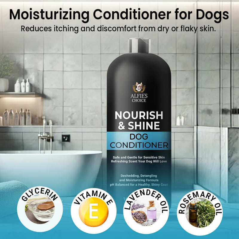 ALFIE'S CHOICE Dog Conditioner for Allergies and Itching & Daily Use - Detangling, Deshedding & Moisturizing Formula - Dog Coat Conditioner for Sensitive Skin & Grooming Puppy Conditioner - 16 fl oz Nourishing Conditioner - BeesActive Australia