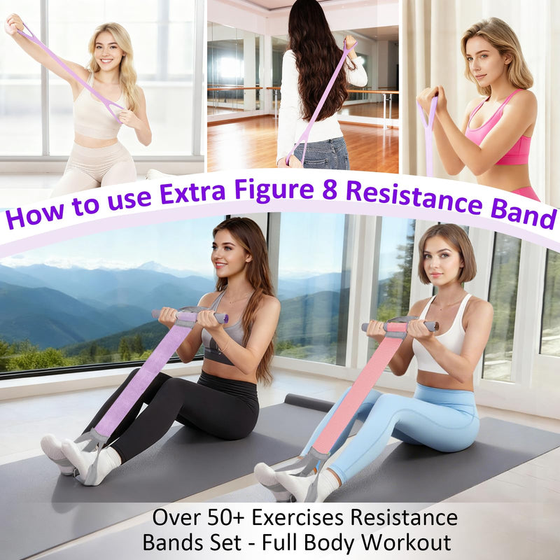 2-Pack Fabric Resistance Band with Handles,Non-Slip Foot Pedal Puller Resistance Band for Legs & Glutes Working Out,Portable Yoga & Physical Therapy&Home Fitness Accessories for Women & Men
