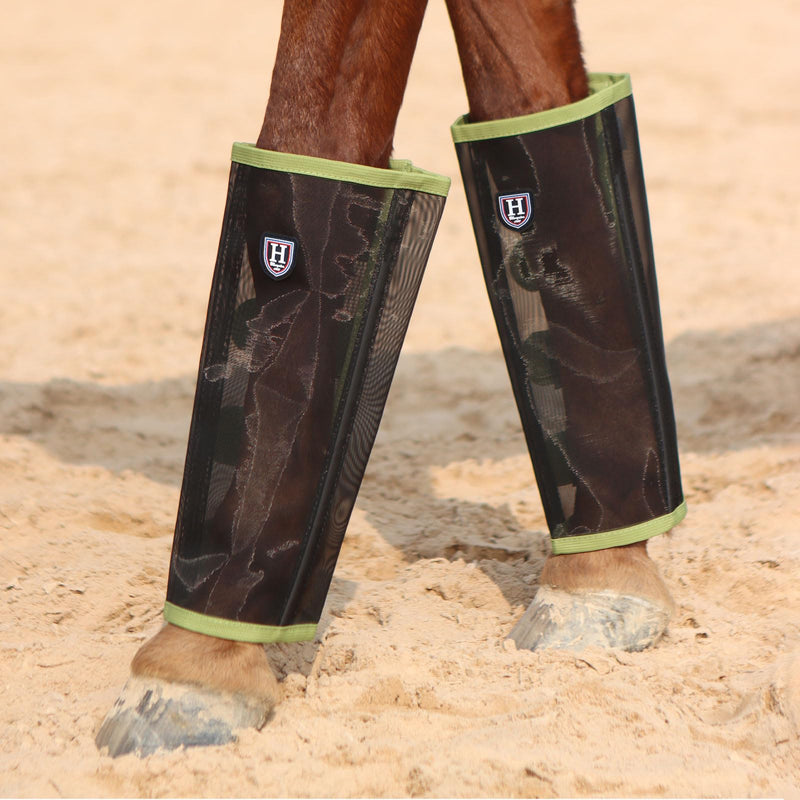 Harrison Howard Loose-Fitting Horse Fly Leggings Breathable, Tear-Resistant Fine Mesh Leg Guards Stay-on Comfortable Fly Boots (Set of 4) Light Olive Pony - BeesActive Australia