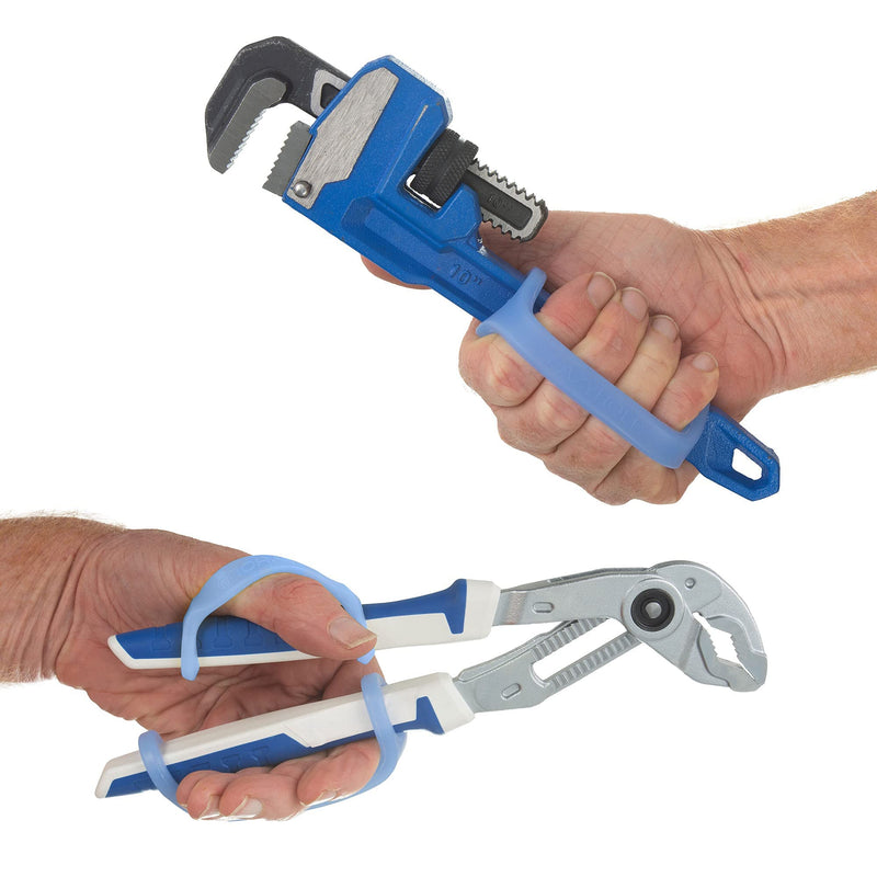 Blue Silicone Universal Cuff, Assistive Hand Grip Holder for Special Needs, Cerebral Palsy, Handicap, Pediatric Mobility Daily Living Aid, Therapy Equipment with Adaptive Handles 2-Pack 5.25" Blue - BeesActive Australia