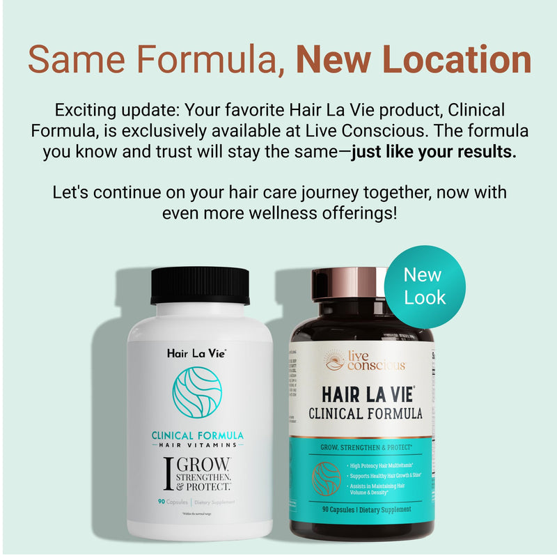 Hair La Vie Live Conscious Clinical Formula Hair Growth Vitamins for Women and Men w/Biotin, Collagen & Saw Palmetto (Pack of 1) 90 Count (Pack of 1)