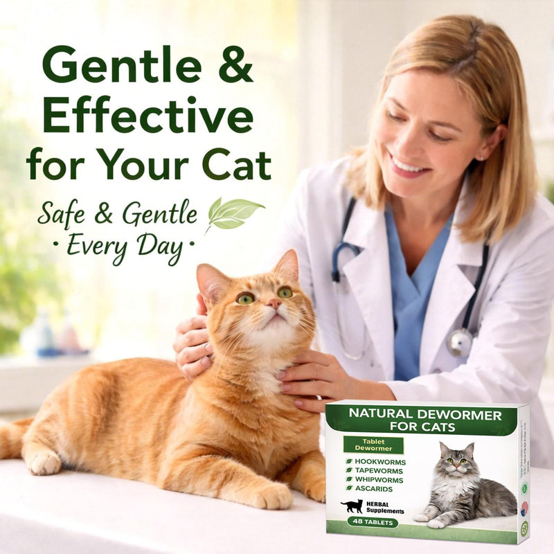 Dewormer for Cats – Cat Dewormer Broad-Spectrum for Tapeworms, Hookworms, Whipworms, Supports Digestive Health, 48 pcs