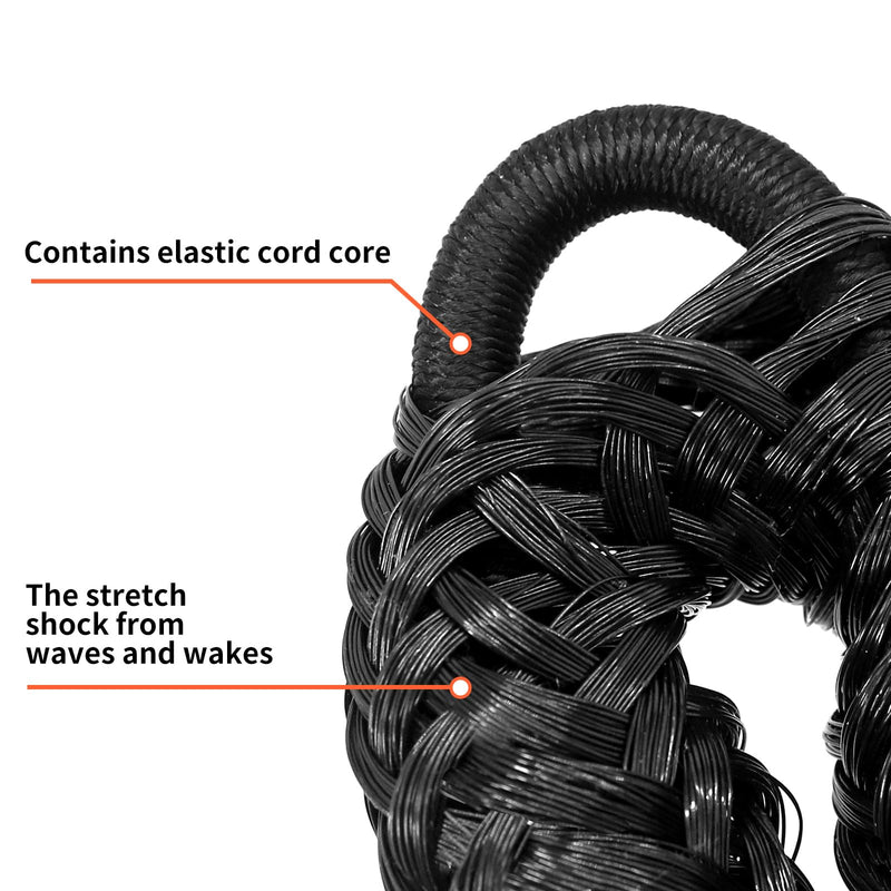 NewDoar 4 Pack Bungee Dock Lines Mooring Rope 2200LBS Boat Dock Anchor Line with Side Foam Floats for Sailboat, PWC, Kayak, Wooden Boat,Surfboard, Watercraft Accessories(4FT,Black) Black-4 feet-4pcs - BeesActive Australia