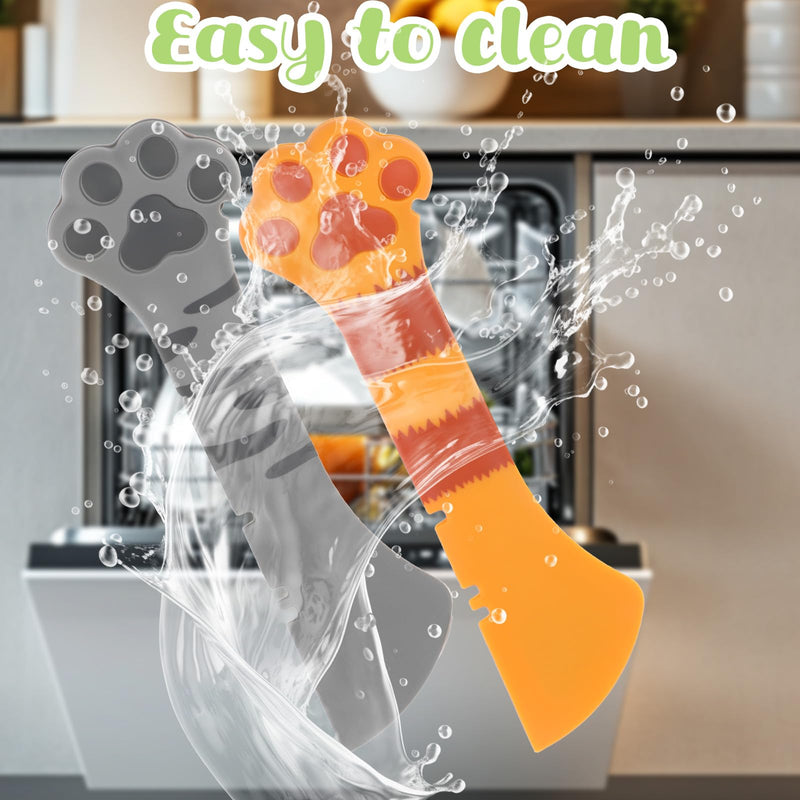 2 Pcs Cute Cat Paw Food Spoon, Cat Spoons for Wet Food Pet Food Spoon Silicone Cat Can Opener with Spoon Cat Food Spatula Mixing Spoons for Dog Cat Canned Food - BeesActive Australia
