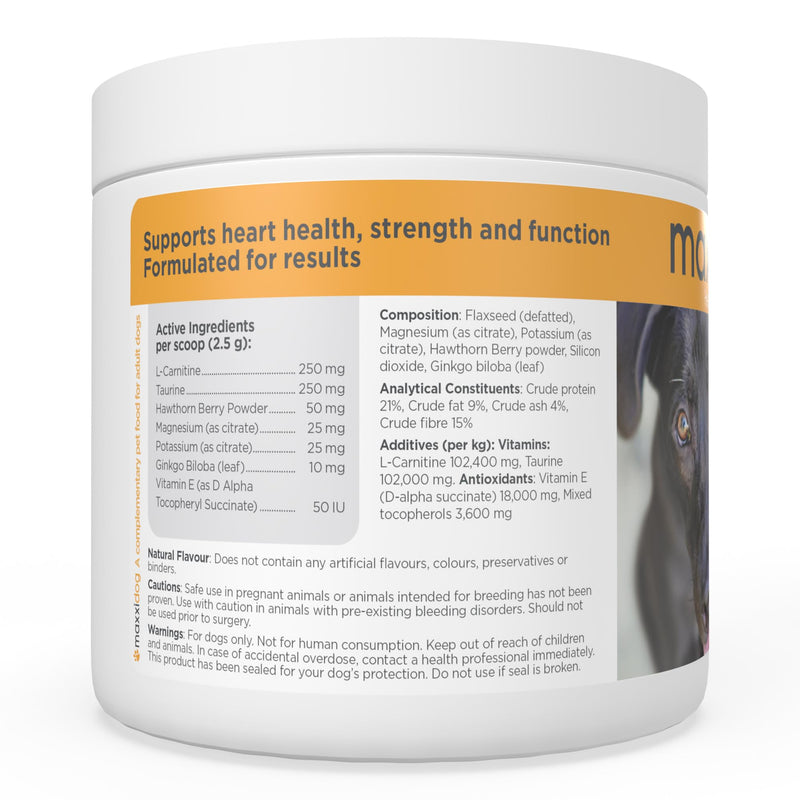 maxxipaws - maxxicardio Heart Support for Dogs (Small Size) – Taurine + L-Carnitine + Hawthorn + Ginkgo – Helps Support Circulation, Energy & Stamina – Easy Mix Powder – Made in USA – 3.2 oz