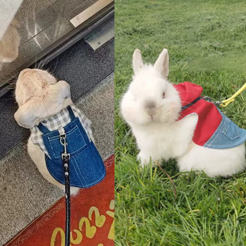 2 PCS Rabbit Harness and Leash Small Animals Clothes Hooded Outfit for Bunny Guinea Pig Harness Small Pet Hoodies for Kitten Tiny Puppy Adult Hedgehog and Other Small Breeds (A, Large) A - BeesActive Australia