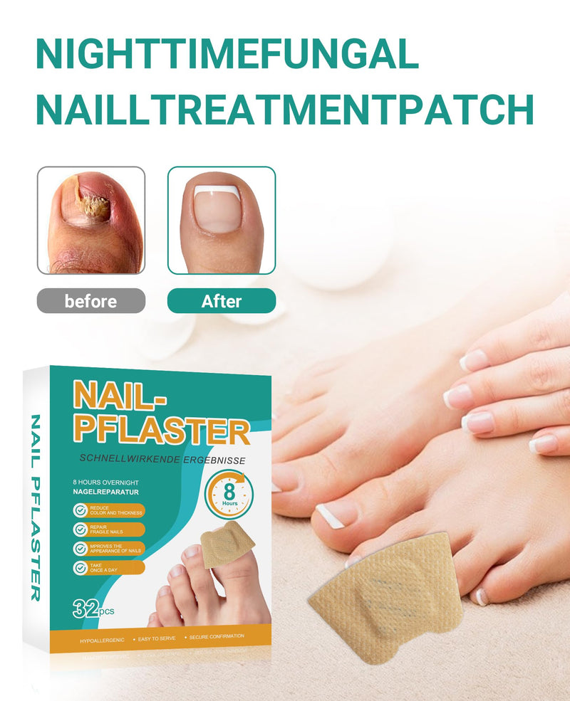 32Pcs Extra Strength Fungal Nail Patches: Upgraded Toenail Fungus Treatment Hydrogel Patches for Overnight Repair & Ingrown Toenail Care Green