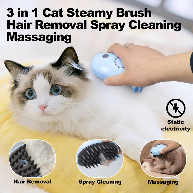 Cat Steam Brush for Shedding with Steam for Cats Gentle Soft Bristles Reduces Static Effectively Removes Loose Hair Prevents Pet Hair Flyaway Massage Function for Reducing Shedding - BeesActive Australia