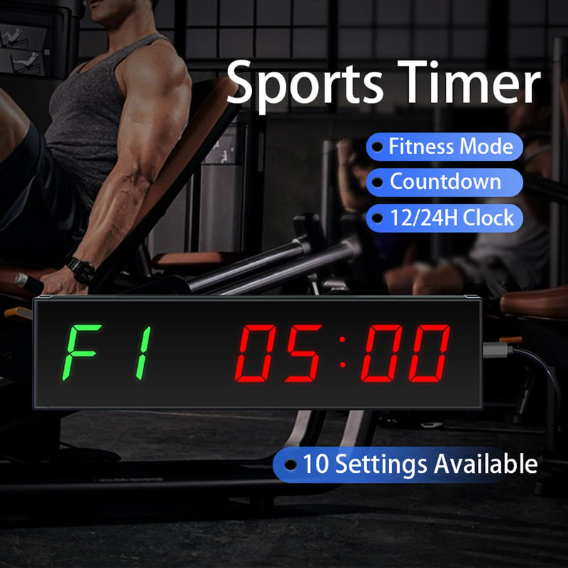 12" Digital Wall Alarm Clock Timer for Interval Workout with Countdown/Up Stopwatch, Gym Interval Timer, Tabata EMOM Remote Control for Home Gym Boxing MMA Fitness Gym Timer - 01