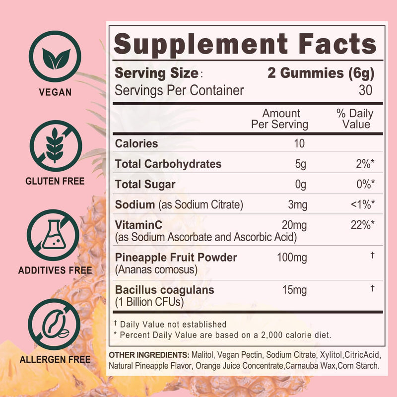 Feminine Balance Gummies, Vaginal Probiotics for Women, Hawaiian Pineapple | Support pH Balance, Healthy Odor, Digestive Health & Immune, 60 Count, Vegan, Gluten-Free
