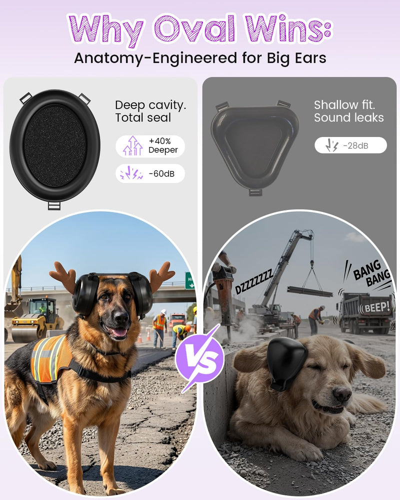 IAD Dog Ear Muffs Noise Protection – Noise Cancelling Dog Ear Muffs for Fireworks, Thunder & Anxiety Large