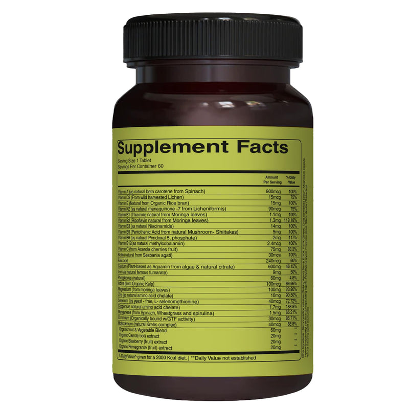 Pure Nutrition Whole Food Multivitamin for Women | 60 Tabs | One-A-Day | 100% RDA | 24 Natural Vitamins and Minerals | All Natural Plant Based Women's Multivitamin | 2 Months Supply 60 Count (Pack of 1)