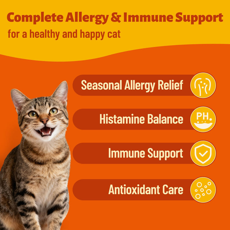 220g Cat Allergy Relief Bites - with Colostrum,Lysine,Taurine for Cats & Probiotic - Immune Support, Skin and Coat for Cats & Cat Digestive Support - Skin and Coat Supplement