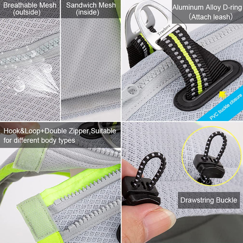 Dog Cooling Vest Harness Cooler Jacket Grey Green X-Large X-Large Chest 28-32" grey with green - BeesActive Australia