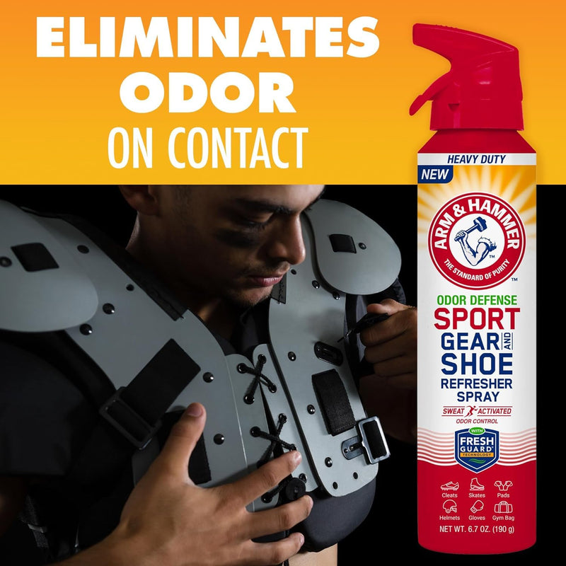Arm & Hammer™ Sport Gear & Shoe Refresher Spray, Heavy Duty Odor Defense for Sports Gear and Footwear, Deodorizer for Gym Bags, Boxing Gloves, Hockey Equipment, and Football Pads (6.7 oz) (3 pack) 6.7 Ounce (Pack of 3) - BeesActive Australia
