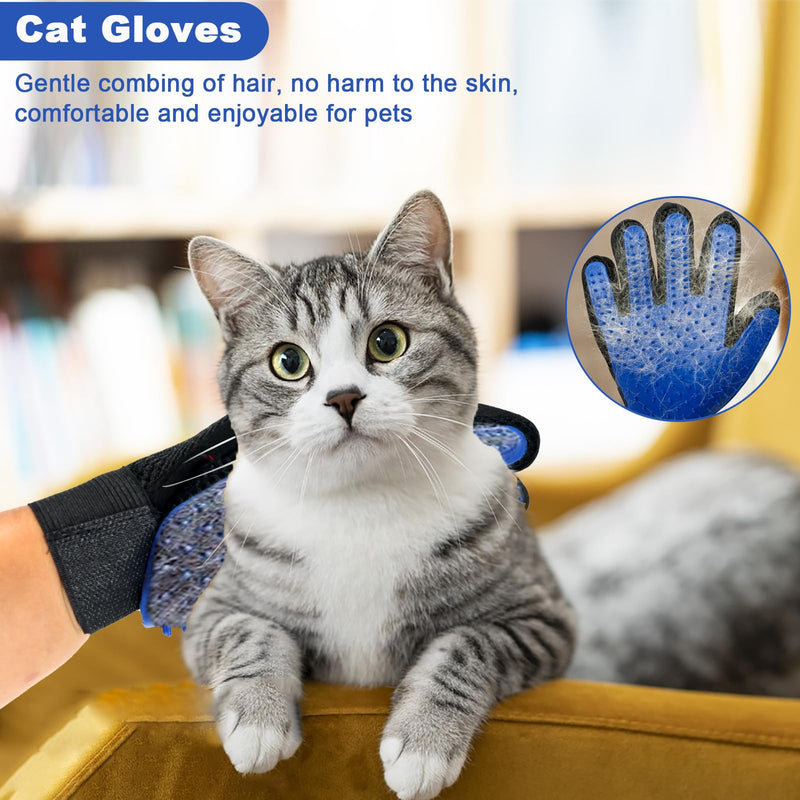 Cat Gloves for Grooming, Pet Grooming Gloves for Removing Floating Hair, Grooming Gloves for Dogs, Five Finger Hair Rubbing Gloves for Cat and Dog Massage and Bathing-1Pair - BeesActive Australia