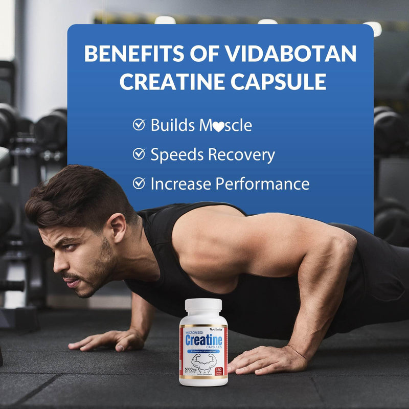 Micronized Creatine Monohydrate Capsules -5000mg per Serving with Vitamin B12 for Women & Men- Easy to Swallow, Vegan, Gluten Free,150 Count