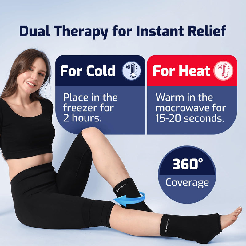 Ankle Ice Pack Wrap for Swelling - Hot/Cold Therapy Ice Wrap for Foot Pain Relief, Heel Pain Relief, Plantar Fasciitis, Achilles Tendonitis Relief, Sprained Ankle Compression, Medium - BeesActive Australia