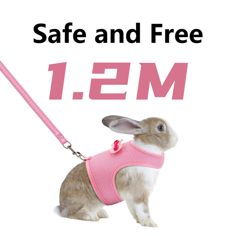 AIITLE Bunny Harness and Leash Set, Soft Breathable Mesh Vest Harness with Cute Bow for Rabbits Kitten Ferret Small Pig Puppy Walking Supplies Pink M Medium - BeesActive Australia