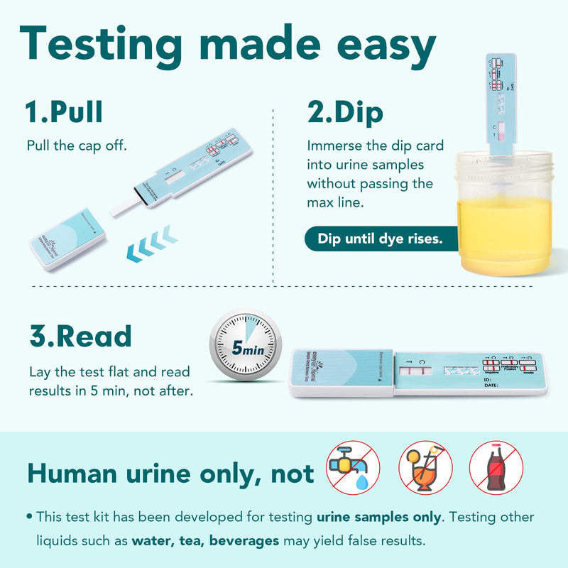 Easy@Home Marijuana THC Test Kit with Urine Cup: 5 Pack Highly Accurate Urine Drug Screen Tests for Weed/Cannabis, Standard Detection Threshold 50ng/mL, Instant Results in 5 Min - BeesActive Australia