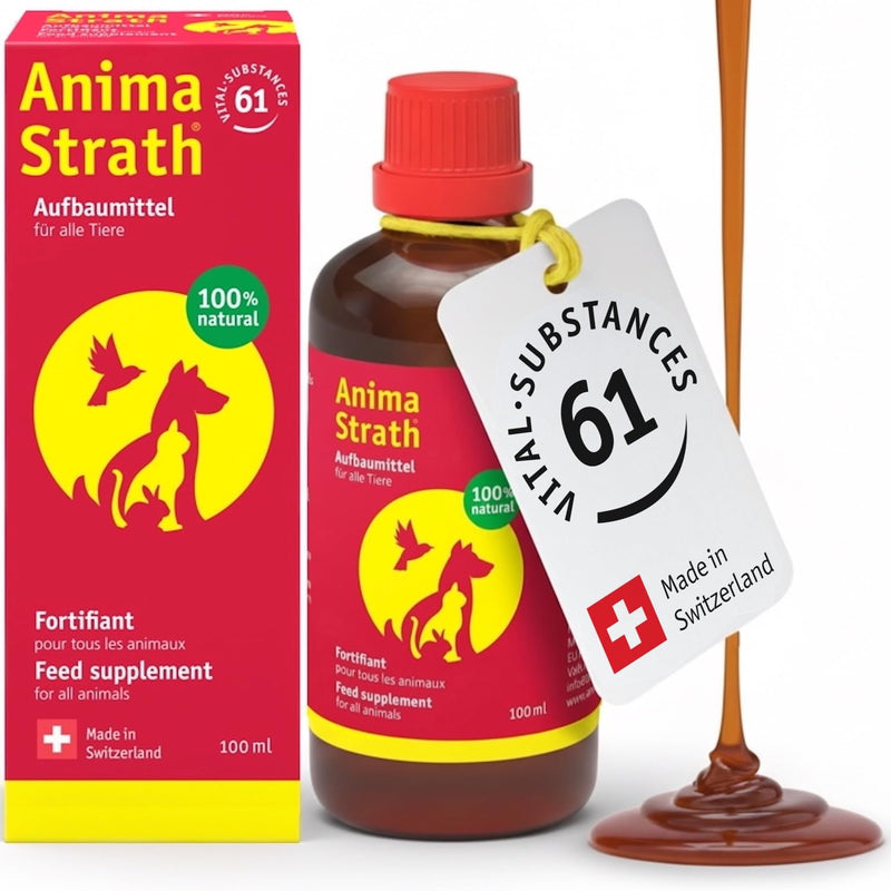 Anima-Strath Dog Vitamins and Supplements for Food, with 61 Nutrients, Vitamins & Minerals for Dogs & Cats, Herbal Yeast for Immune System & Digestive Care, Amino Acids & Prebiotic Qualities (100 ml) 100 ml