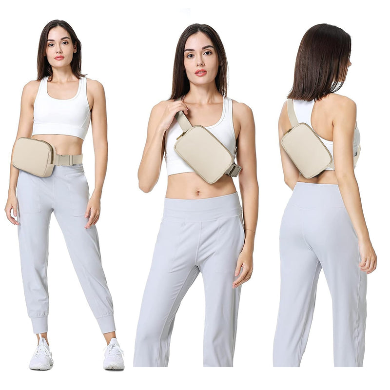 VOROLO Fanny Pack For Women And Men Crossbody Bag Belt Bag with Adjustable Strap Graduation Gifts Black+Khaki 2 Pack Fanny Pack