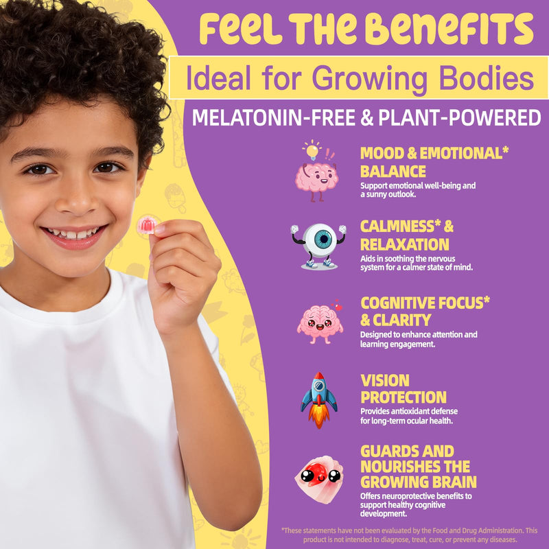 Saffron for Kids, Focus Saffron Supplement Happy Mood, Saffron Gummies Kids | Kids Saffron Gummy with Saffron Extract & Omega-3, Potassium, 60 Count, Saffron for Kids Vegan, Sugar Free