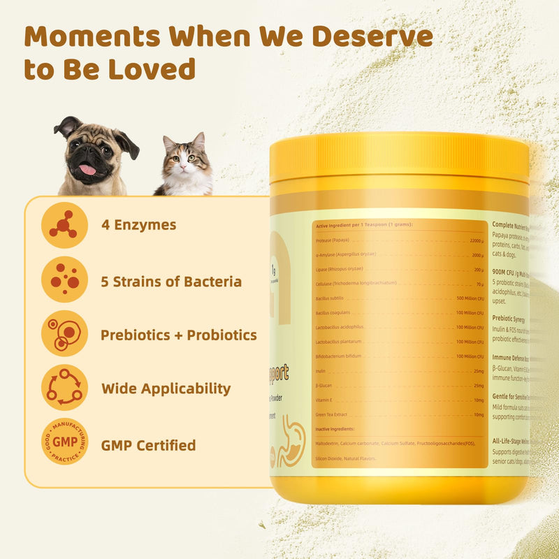 Pet Omega 3 Fish Oil & Digestive Probiotics Bundle for Dogs Cats - Skin Coat Joint Heart Gut Health Supplement Set (16OZ Oil + 8.7oz Powder)