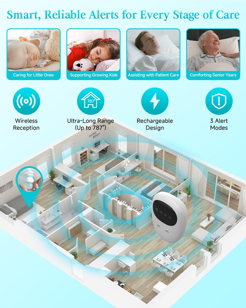 Wireless Bedwetting Alarm for Boys and Girls, Bed Wetting Alarm with USB Rechargeable Sensor, High-Sensitivity Sensor for Bedwetting with 3 Alert Modes‚Äì White