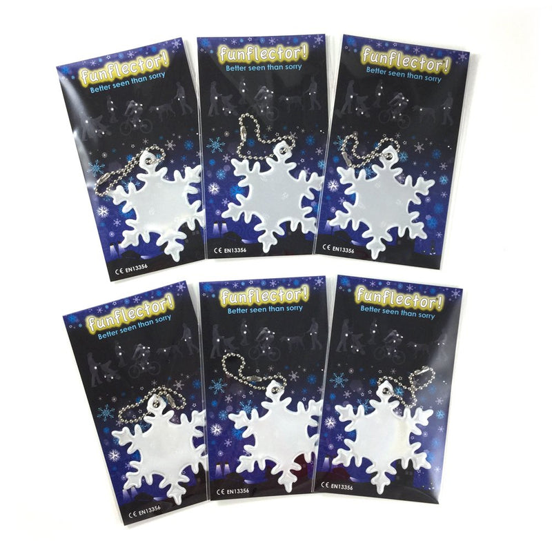 funflector Safety Reflectors - Winter - Stylish Ultra-Bright Reflective Gear for Jackets, Bags, Purses, Backpacks, Strollers and Wheelchairs - Made in USA Snowflake-6-pack