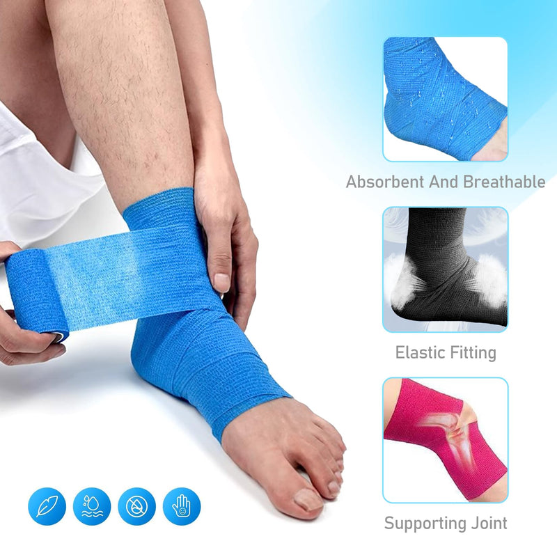 SCBOY self-adhesive bandage 12 rolls bandage self-adhesive 10cmx4.5m multicolored elastic self-adhesive bandage for stretch athletes wrist ankles, animals - BeesActive Australia