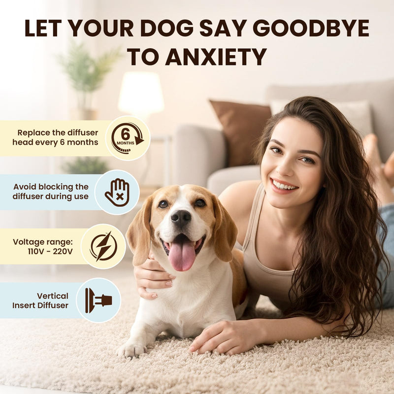 Dog Pheromones Calming Diffuser to Calm Dogs 9 IN 1 Kit (3 Diffusers+6 Refills) Pheromone Plug In for Stress Barking Pee Accidents Chewing Aggression Separation Anxiety Relief 180 Days(Odorless) Odorless